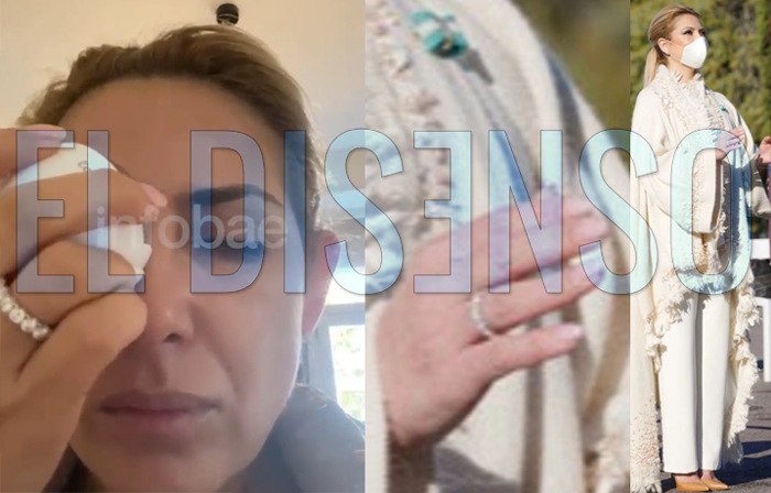 Anillo de brillantes y manicura coincidente en el video y en el acto del 20 de junio - El Disenso