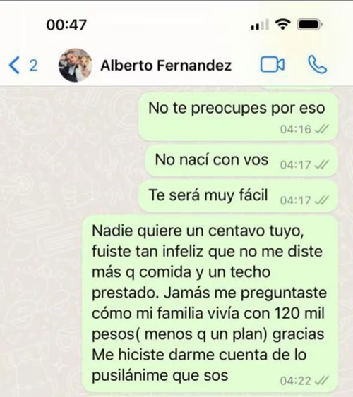 Chat entre Fabiola y Alberto Fernández - El Disenso