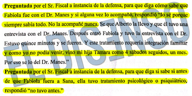 La madre de Fabiola declaró no haber ido a INECO - El Disenso