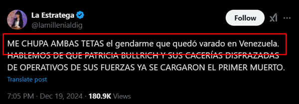 MontoMami sobre el gendarme argentino Nahuel Gallo - El Disenso