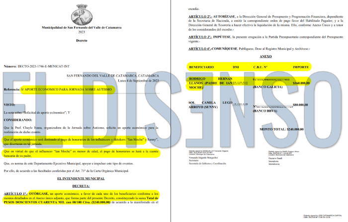 La municipalidad le pagó a Ian Moche a través de su padre - El Disenso 