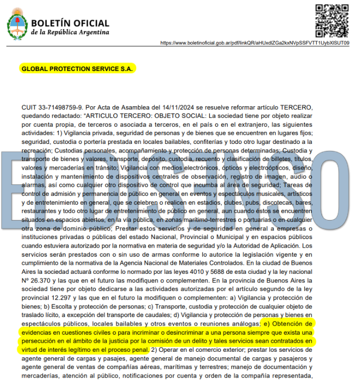 Global Protection Service amplía su objeto social - El Disenso
