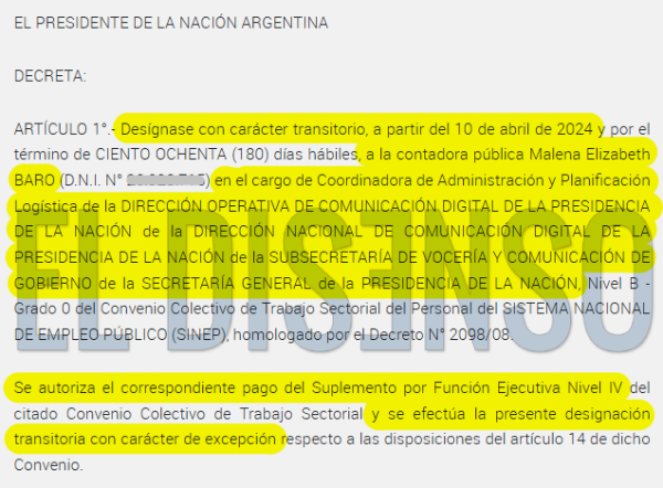 Nombramiento de la esposa de Costa en Nación