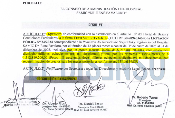 Tech Security - Contrato 2024 por $1312 millones - El Disenso