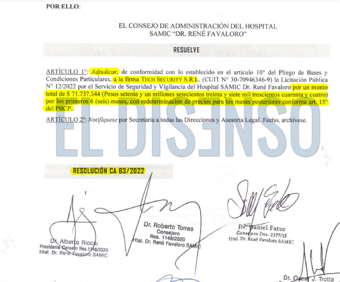 Tech Security - Contrato 2022 por $76 millones - El Disenso