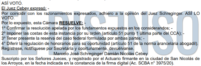 Resolución de Cámara - El Disenso