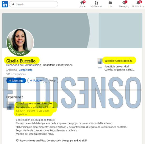 LinkedIn Gisella Buccello - El Disenso