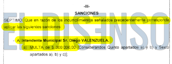 Multa intendente Diego Valenzuela - El Disenso