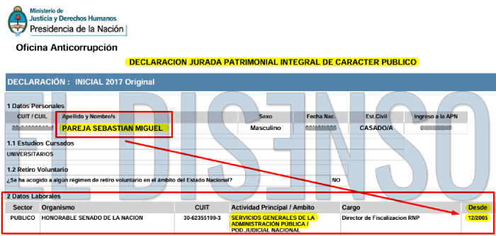 Pareja ingresó al Estado en 2005 - El Disenso