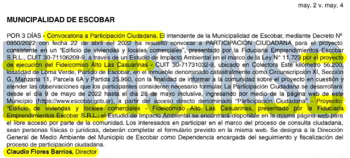 Flores Ramos invitando a la audiencia por Las Casuarinas - El Disenso