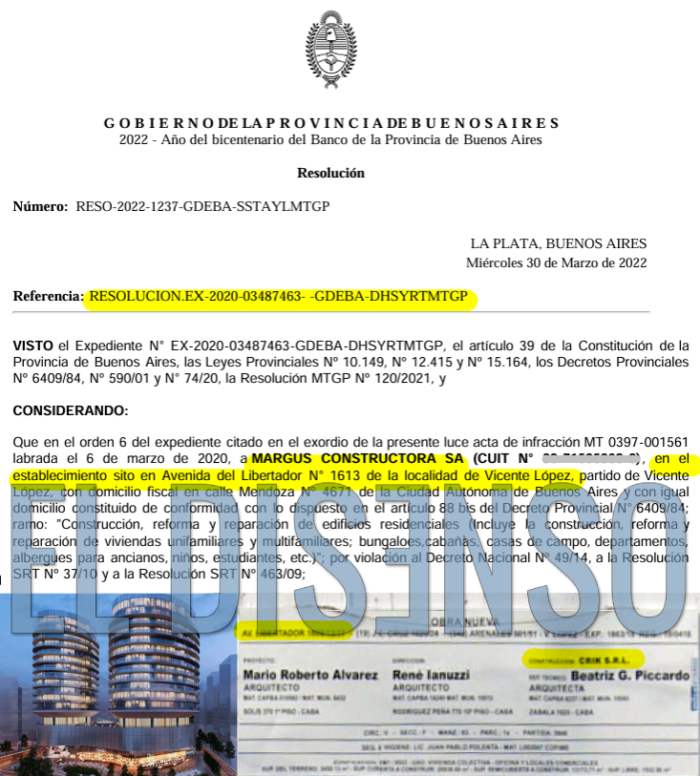 Infinity Towers: ¿Crick SRL o Margus Constructora?