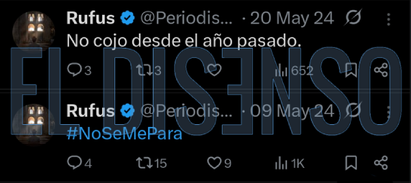 Mensajes de problemas sexuales desde la cuenta @PeriodistaRufus