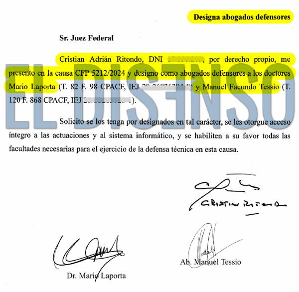 Abogados defensores de Cristian Ritondo, Mario Laporta y el exvicepresidente de la UIF Manuel Facundo Tessio, en la causa por presunto enriquecimiento ilícito.