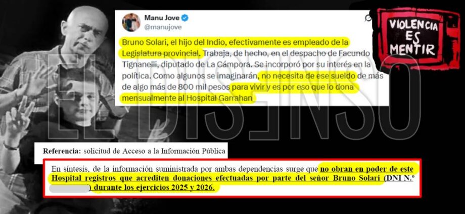 El Hospital Garrahan niega donaciones de Bruno Solari