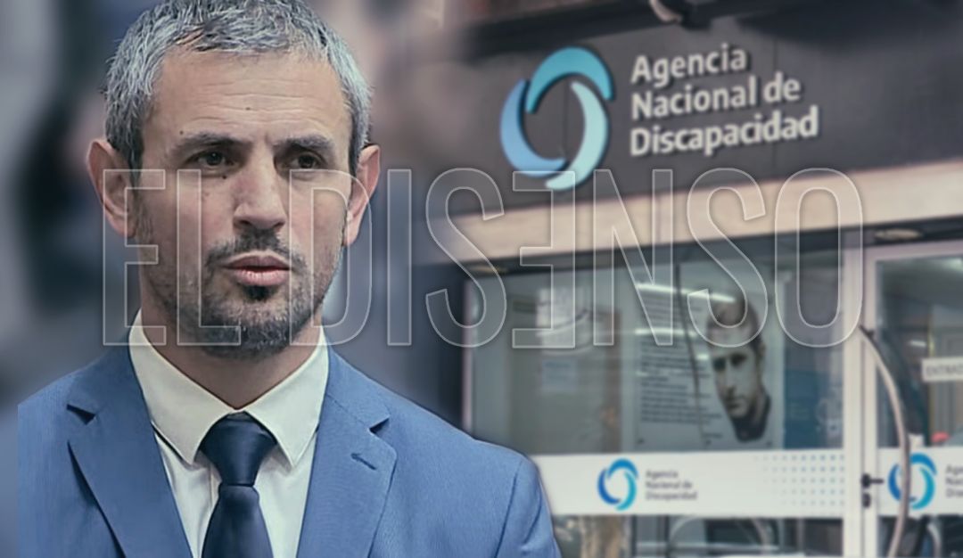 Martín Menem y el ingreso principal de la sede de la Agencia Nacional de Discapacidad (ANDIS)